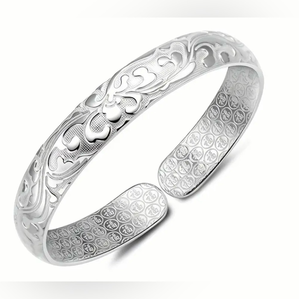 Women’s Silver Plated Copper Open Bangle Bracelet